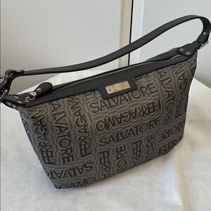 Salvatore Ferragamo Monogram Black and Gray Shoulder Bag